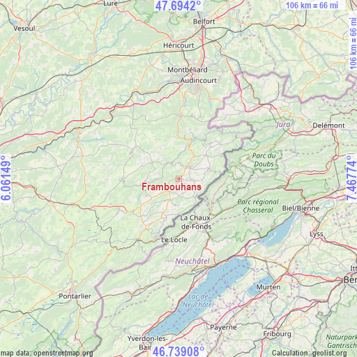 Frambouhans on map