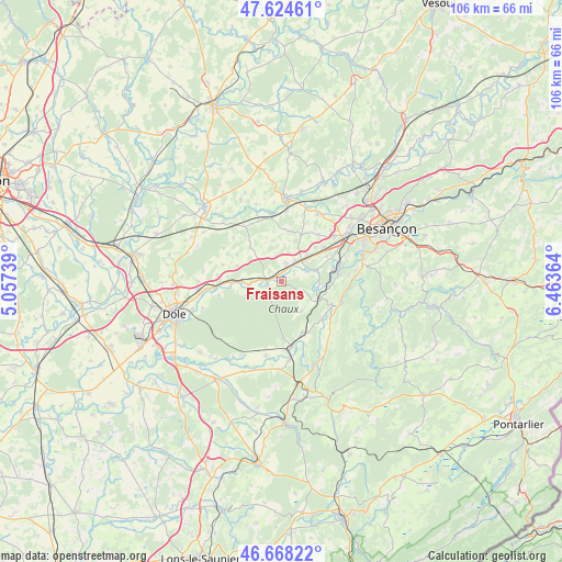 Fraisans on map