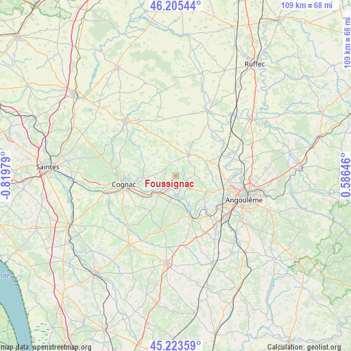 Foussignac on map