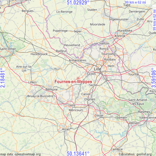 Fournes-en-Weppes on map
