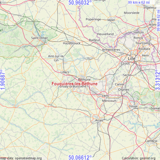 Fouquières-lès-Béthune on map