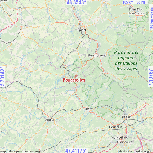 Fougerolles on map