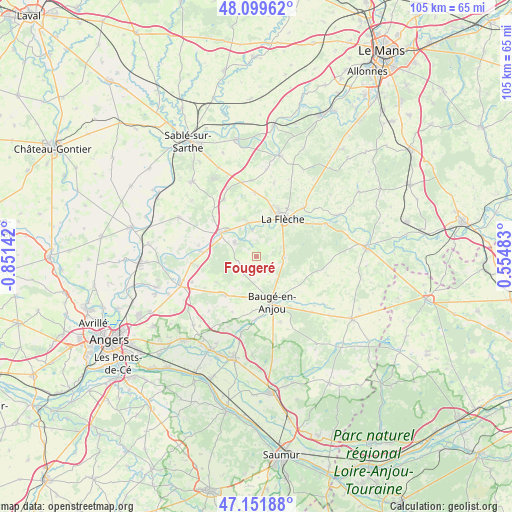 Fougeré on map