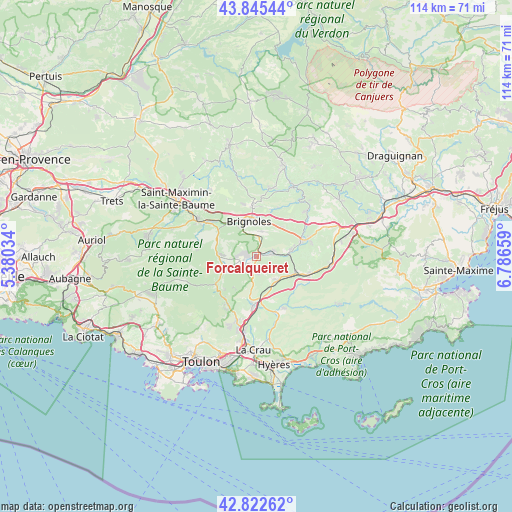 Forcalqueiret on map