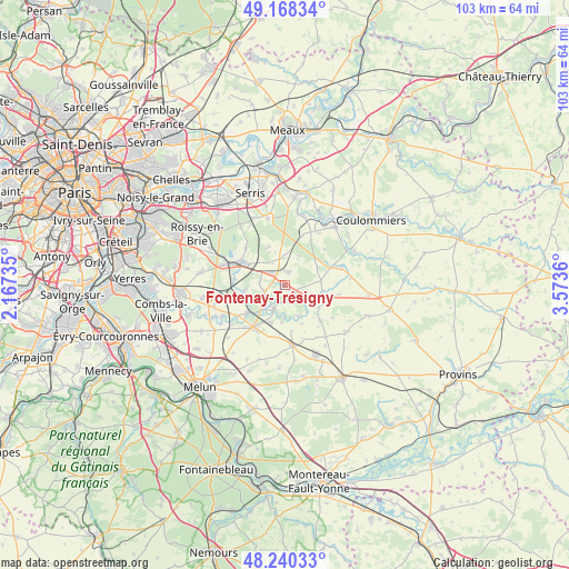 Fontenay-Trésigny on map