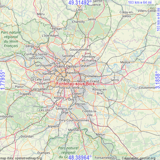 Fontenay-sous-Bois on map