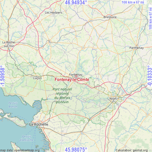 Fontenay-le-Comte on map