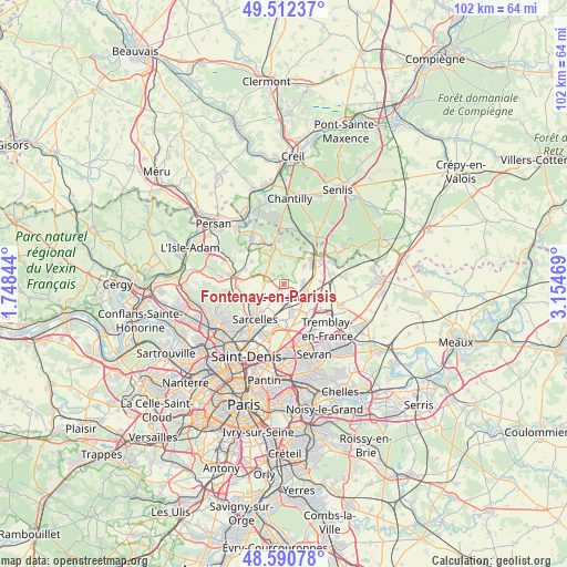 Fontenay-en-Parisis on map
