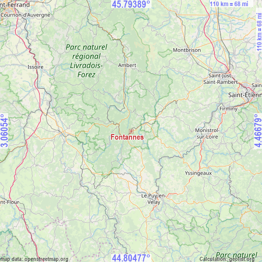 Fontannes on map