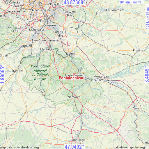 Fontainebleau on map