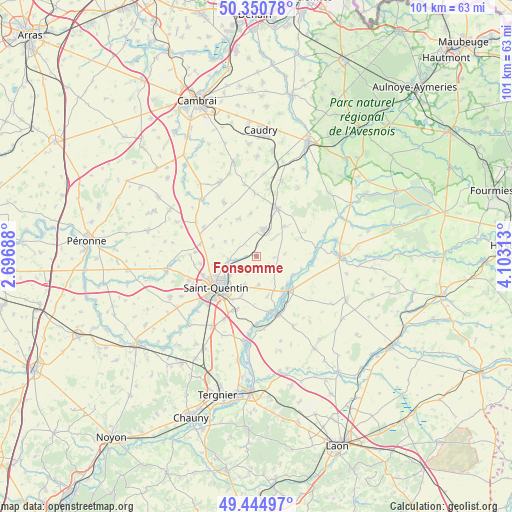 Fonsomme on map