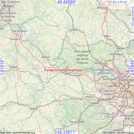 Follainville-Dennemont on map