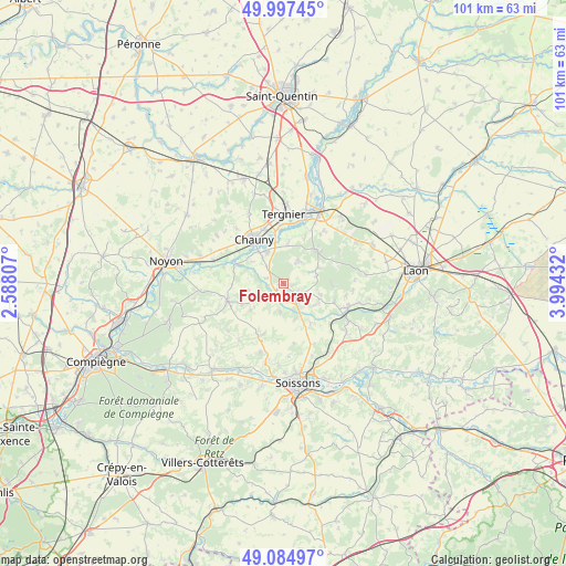 Folembray on map