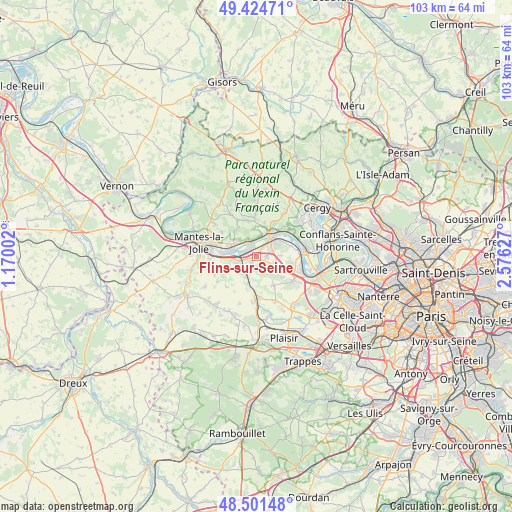 Flins-sur-Seine on map