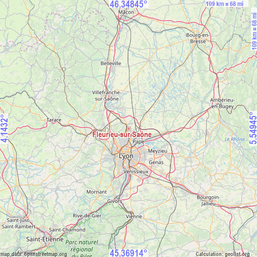 Fleurieu-sur-Saône on map