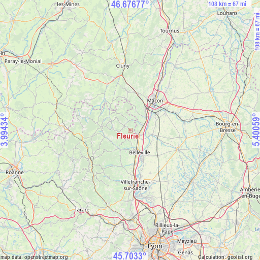 Fleurie on map