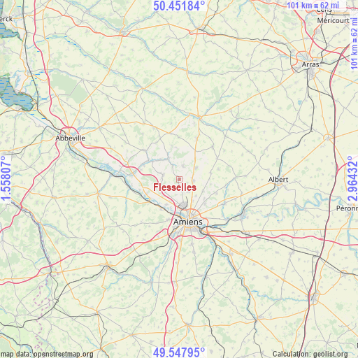 Flesselles on map