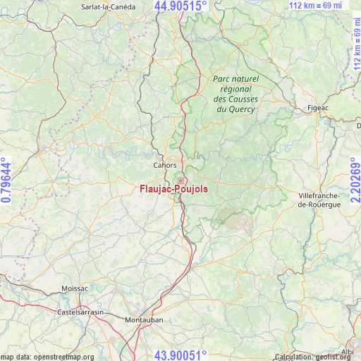 Flaujac-Poujols on map