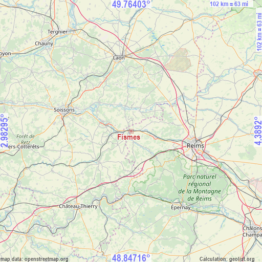 Fismes on map
