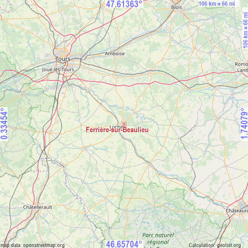 Ferrière-sur-Beaulieu on map