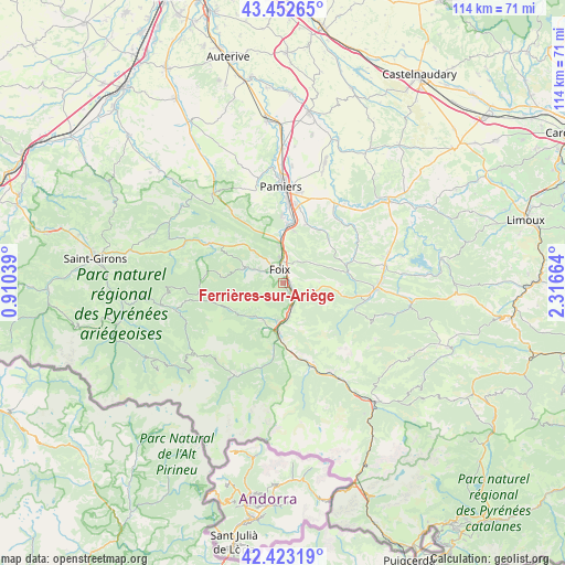 Ferrières-sur-Ariège on map