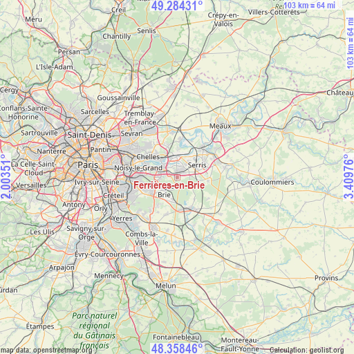 Ferrières-en-Brie on map