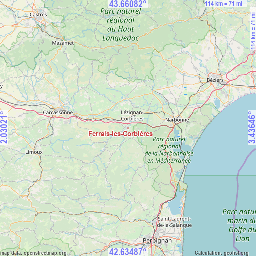 Ferrals-les-Corbières on map