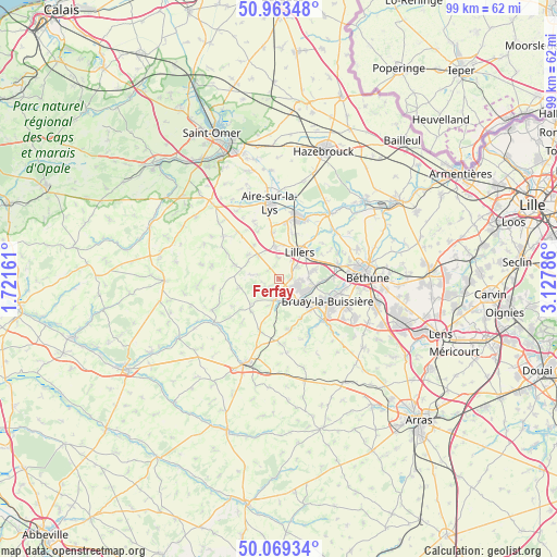 Ferfay on map