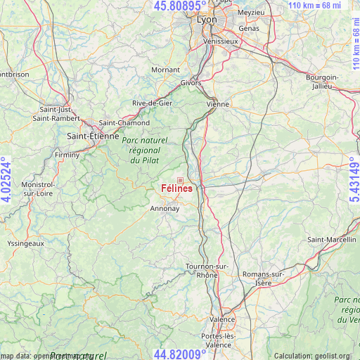 Félines on map