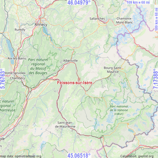 Feissons-sur-Isère on map