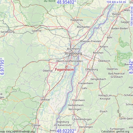 Fegersheim on map