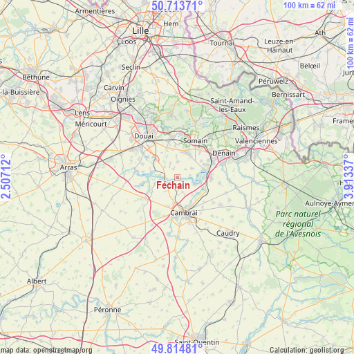 Féchain on map
