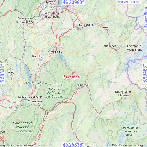 Faverges on map