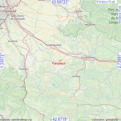 Fanjeaux on map