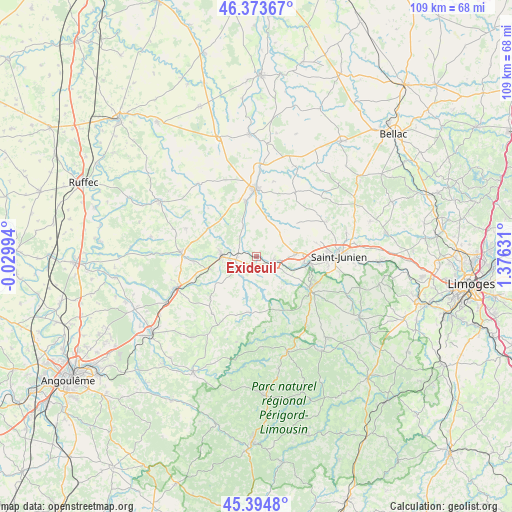 Exideuil on map