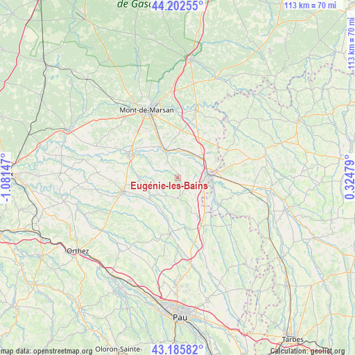 Eugénie-les-Bains on map