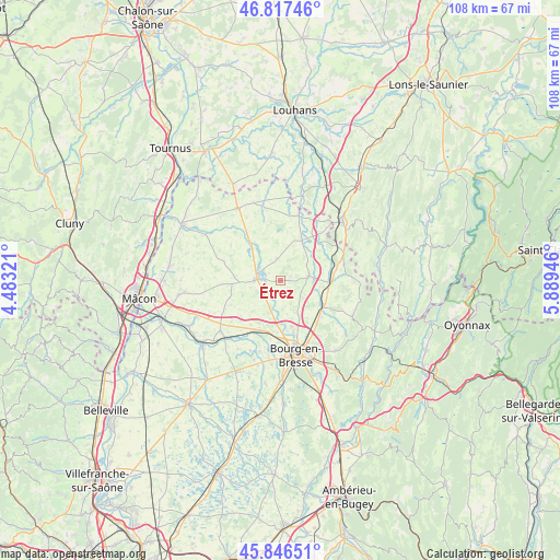 Étrez on map