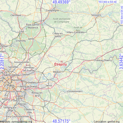 Étrépilly on map