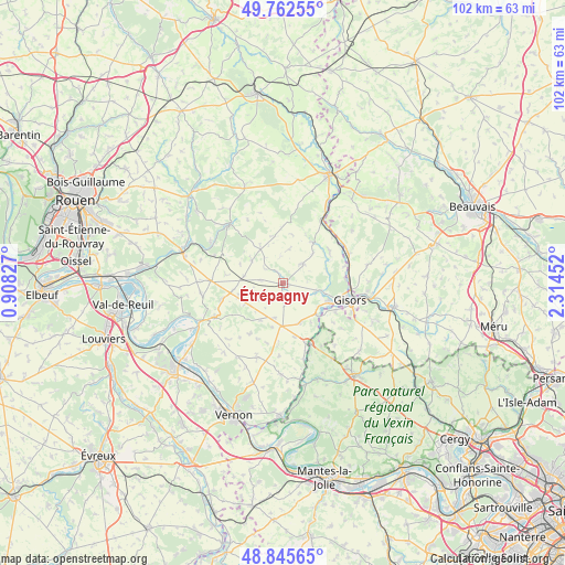 Étrépagny on map