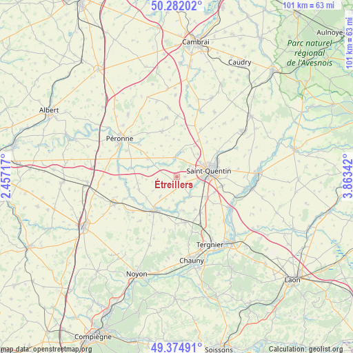 Étreillers on map