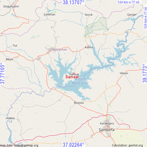 Samsat on map