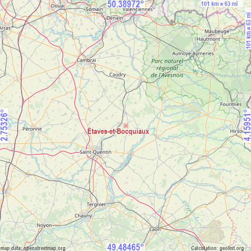 Étaves-et-Bocquiaux on map