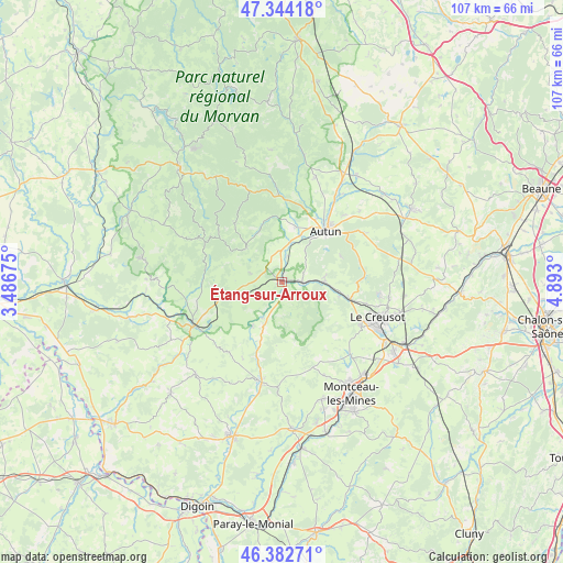 Étang-sur-Arroux on map