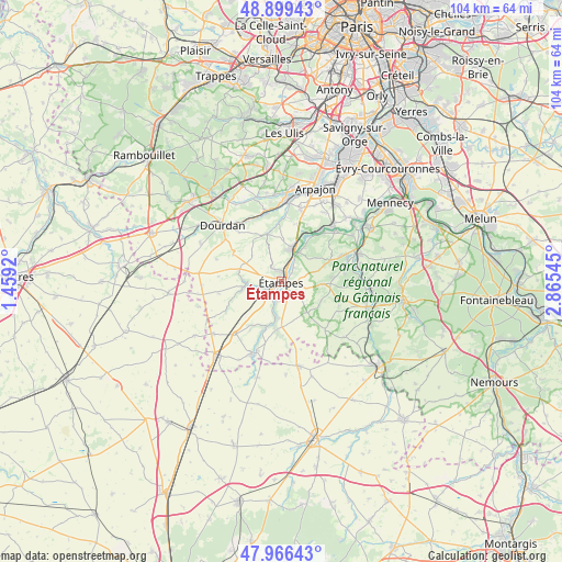 Étampes on map