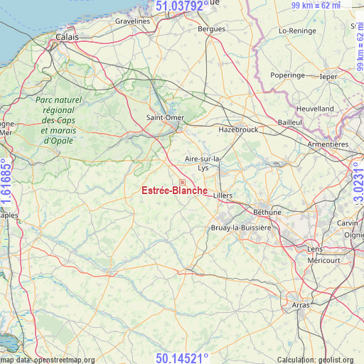 Estrée-Blanche on map