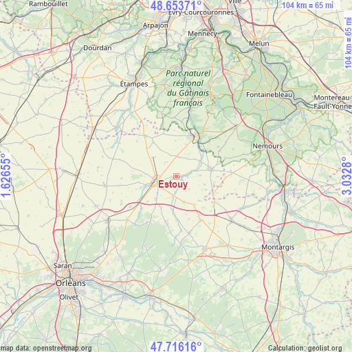 Estouy on map