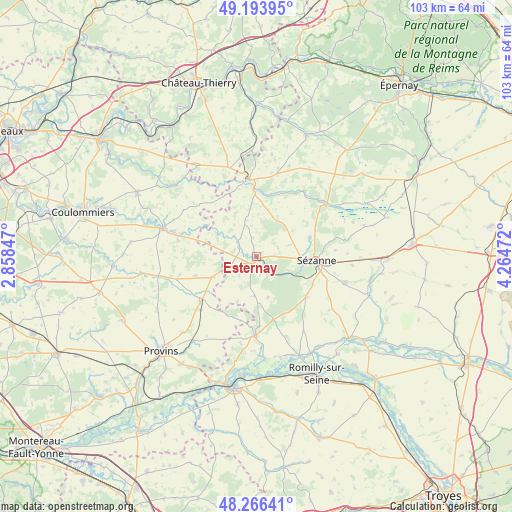 Esternay on map