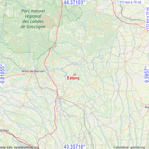 Estang on map