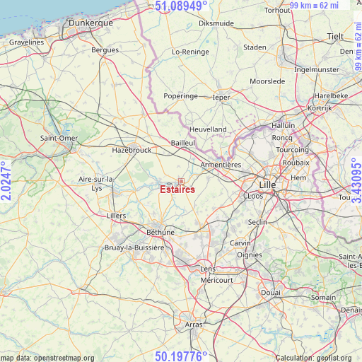 Estaires on map