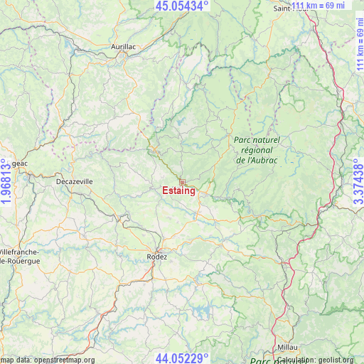 Estaing on map